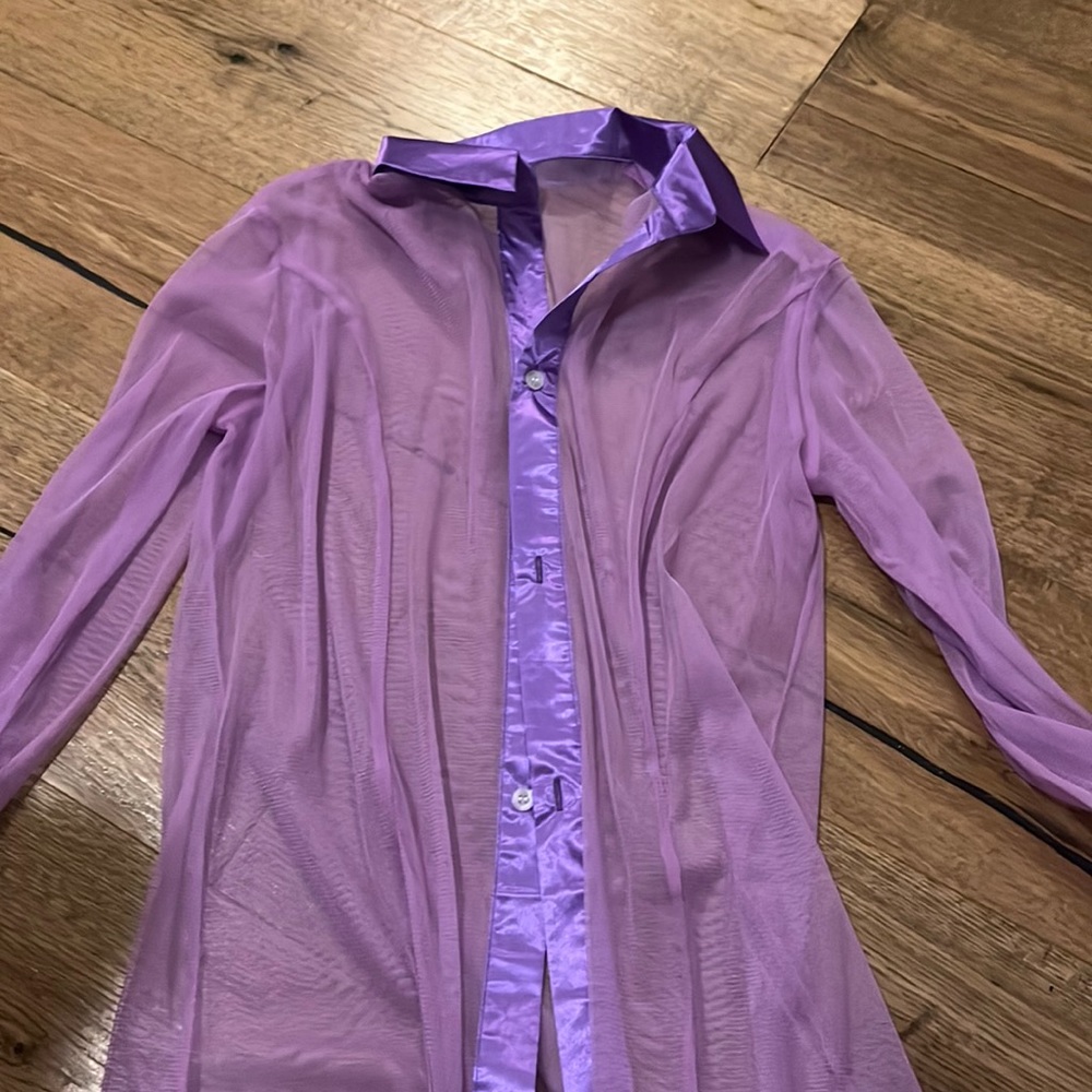 Mesh long sleeve button down